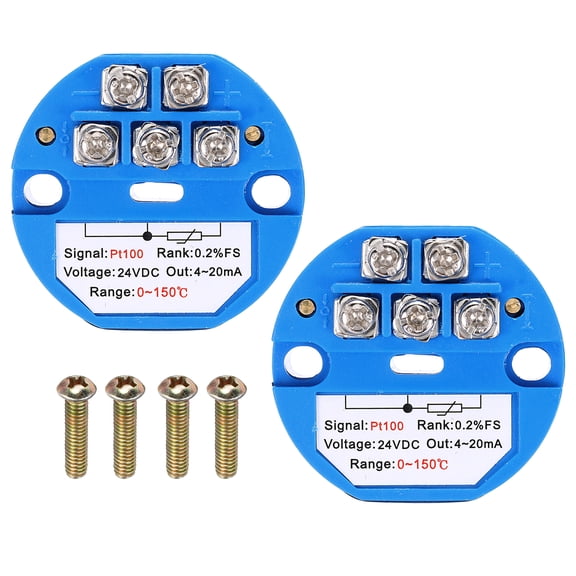 2pcs 0-150C RTD PT100 Temperature Sensor Transmitter Module 4-20MA DC24V Temperature Amplifier for Thermocouple, PLC Modules