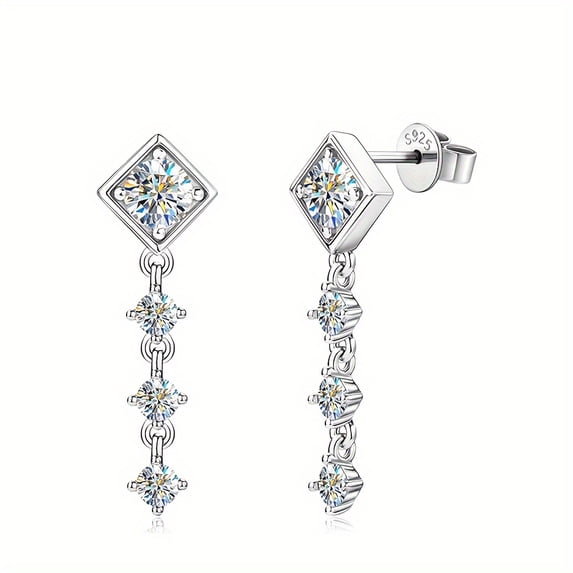 2pcs 0.8 Carat*2 Moissanite Drop Earrings for Women S925 Sterling Silver - Perfect Gift on Mothers Day, Birthday, Wedding, Anniversary, Engagement or Graduation