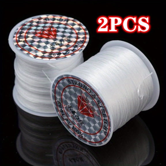 2pcs 0.8mm Elastic String Stretchy Bracelet Crystal Bead Cord for Jewelry Making, 393.7inch Each, Transparent