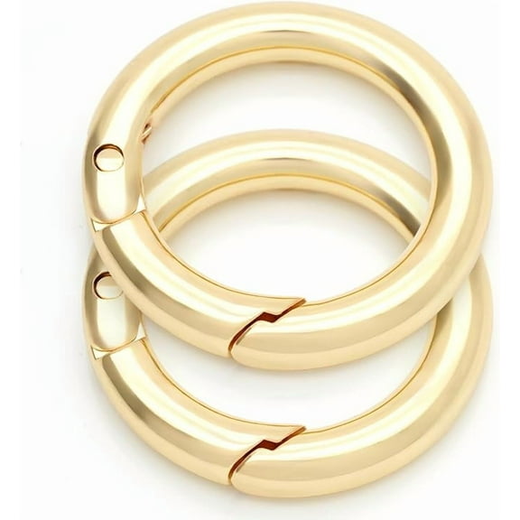 2pcs 1 1/2 Inch O Rings Snap Clip Spring Opening O-Ring Carabiner Keyring Round Clasp Buckle Purse Hardware SCOS (Gold)