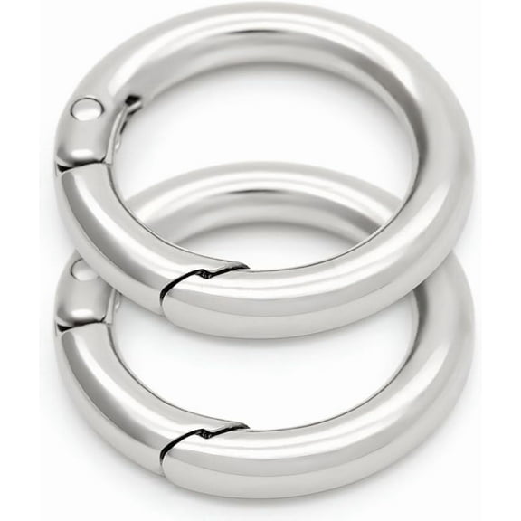 2pcs 1 1/2 Inch O Rings Snap Clip Spring Opening O-Ring Carabiner Keyring Round Clasp Buckle Purse Hardware SCOS (Silver)