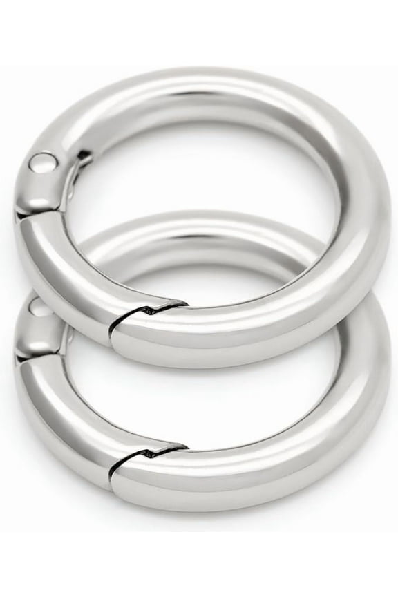 2pcs 1 1/2 Inch O Rings Snap Clip Spring Opening O-Ring Carabiner Keyring Round Clasp Buckle Purse Hardware SCOS (Silver)