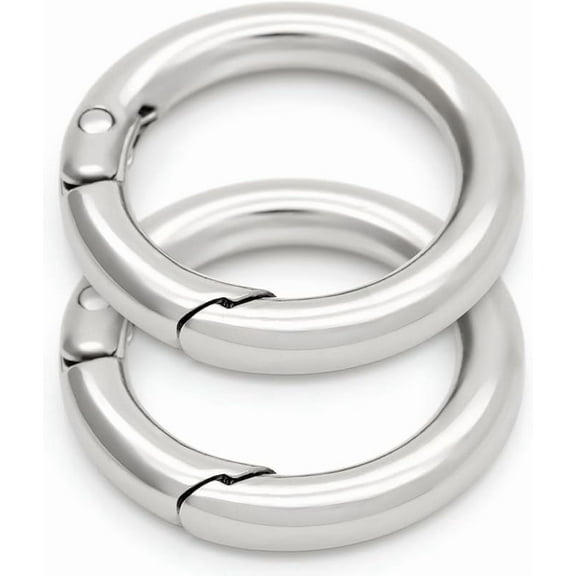 CRAFTME STUDIO Silver 1-1/2" Spring O-Ring Clip (2pcs) – Snap Opening Carabiner Keyring Round Clasp for Purse & Bag Hardware (SCOS)