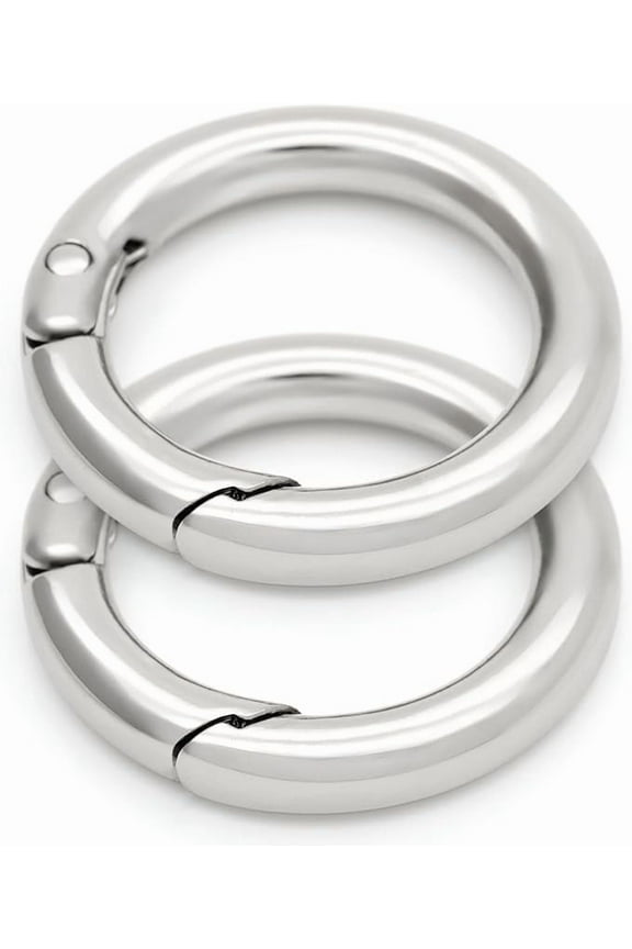 Silver 1-1/2" Spring O-Ring Clip (2pcs) – Snap Opening Carabiner Keyring Round Clasp for Purse & Bag Hardware (SCOS)