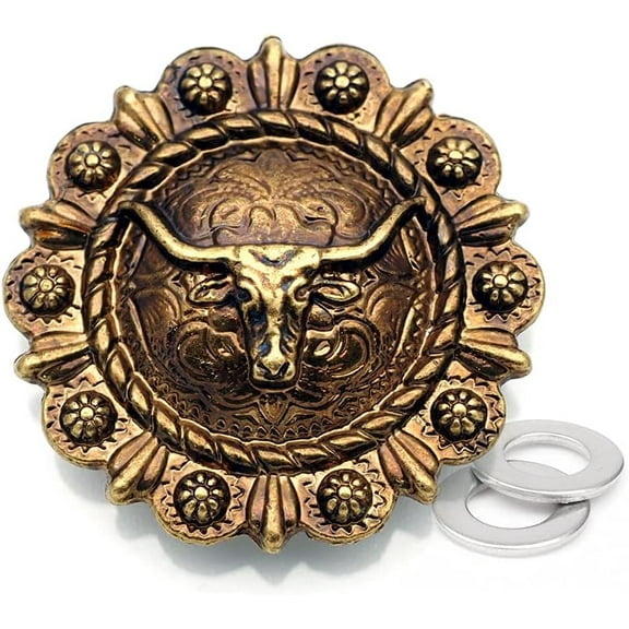 2pcs 1-1/4 Inch Decorative Concho Studs Buffalo Style Screw Back for Leather Projects CHS08 (Bronze)