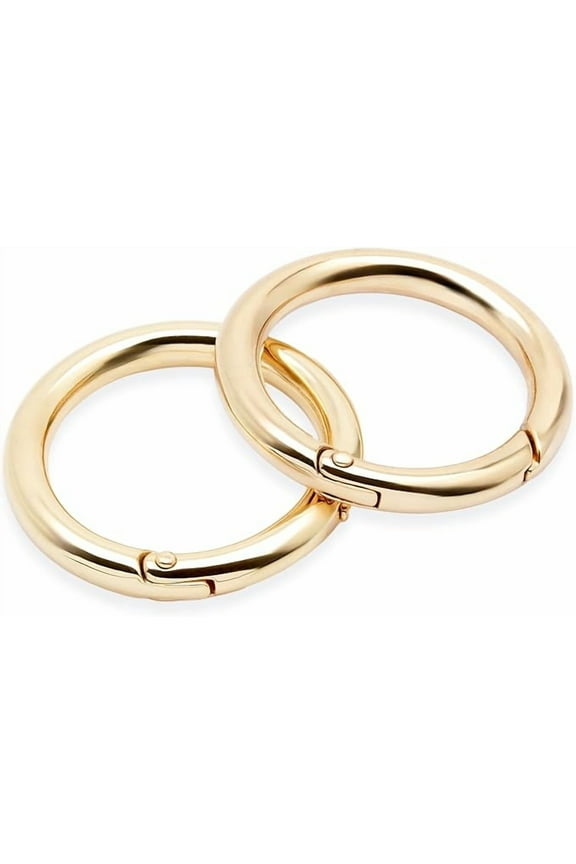 2pcs 1 1/8 Inch O Rings Snap Clip Spring Opening O-Ring Carabiner Keyring Buckle Purse Accessories SCOS (Gold)
