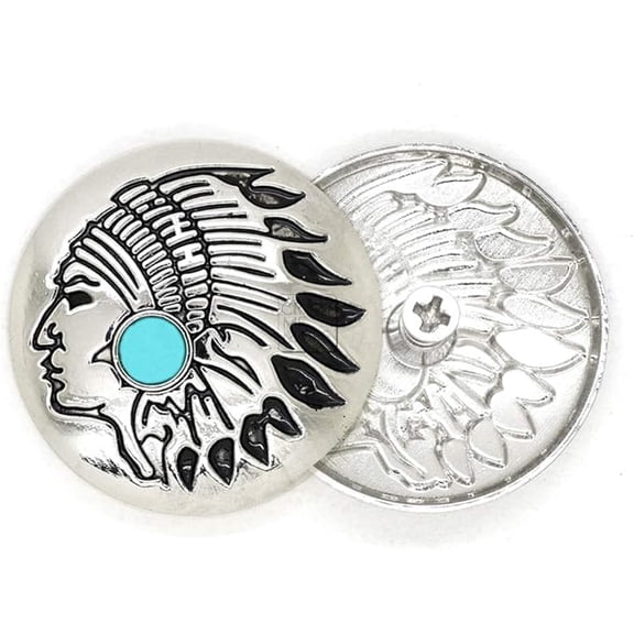 2pcs 1-1/8 Inches Coin Conchos Screw Back with Turquoise Cowboy Leathercraft CHS64