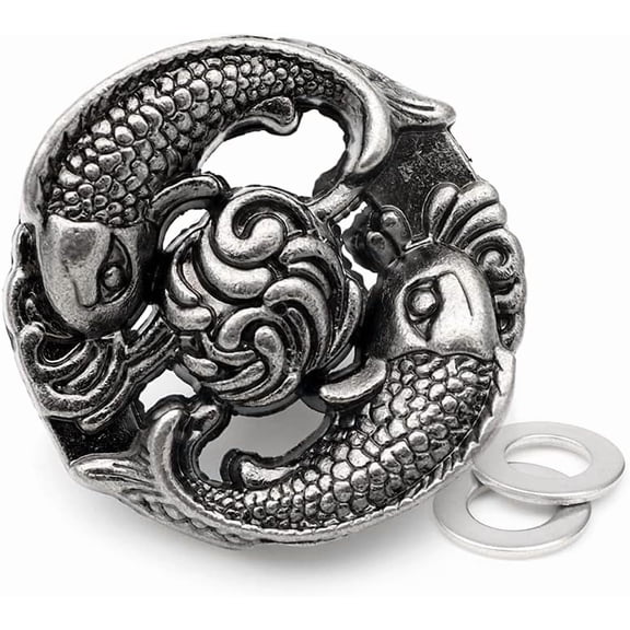 2pcs 1 1/8 Inches Fish Screw Back Coin Conchos Leathercraft CHS53 (Antique Silver)