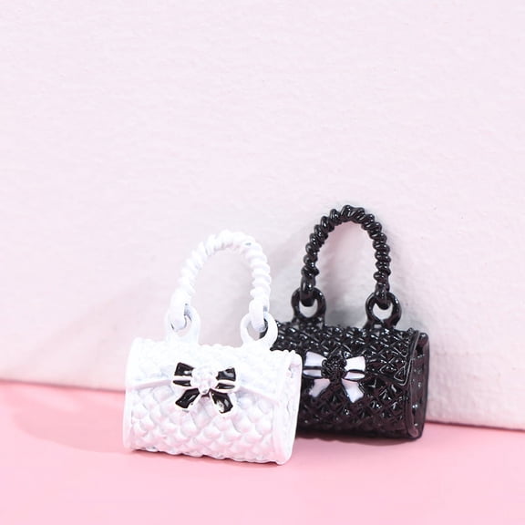 2pcs 1/12 Dollhouse Metal Handbag Miniature Shopping bag for Clothes Accessories