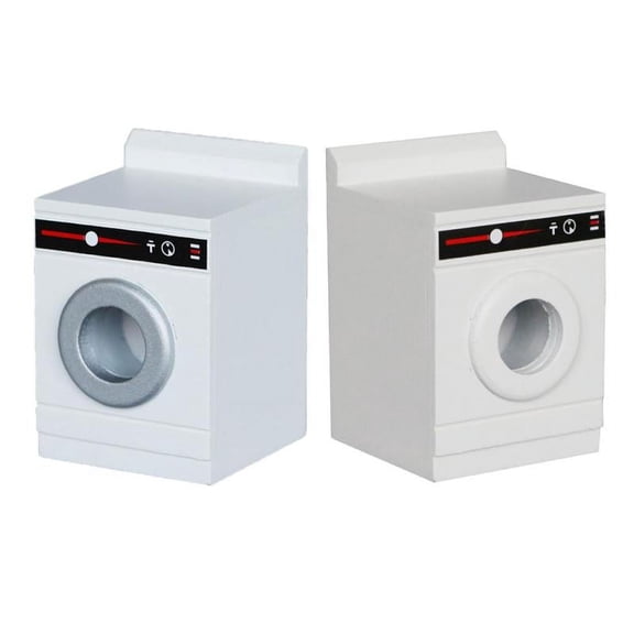 2pcs 1:12 Scale Miniature Wooden Washing Machine Simulation Model Accs