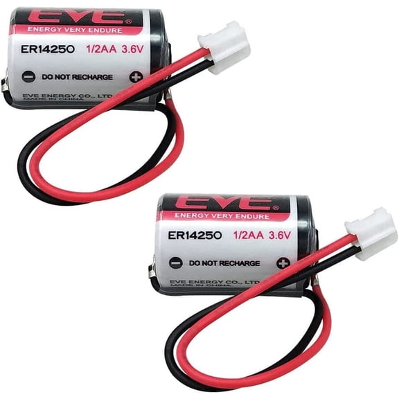 2pcs) 1/2 AA Battery ER14250 3.6V 1200mAh Lithium Battery with Plug Compatible with EVE ER14250 1/2 AA LS14250