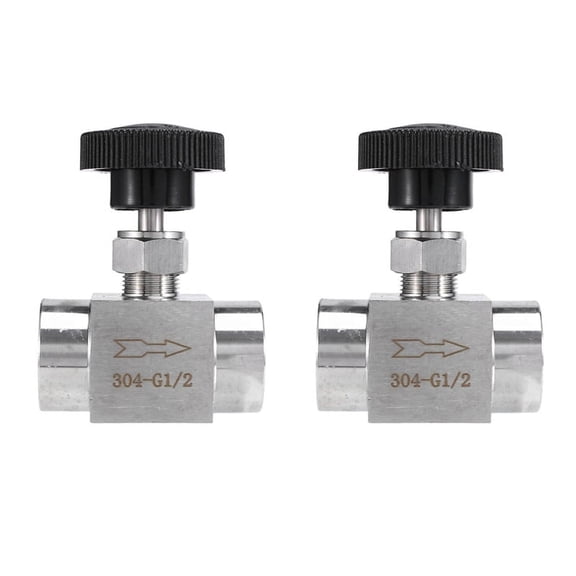 2pcs 1/2 Inch Equal Female Thread 304 Stainless Steel Flow Control Shut Needle Valve