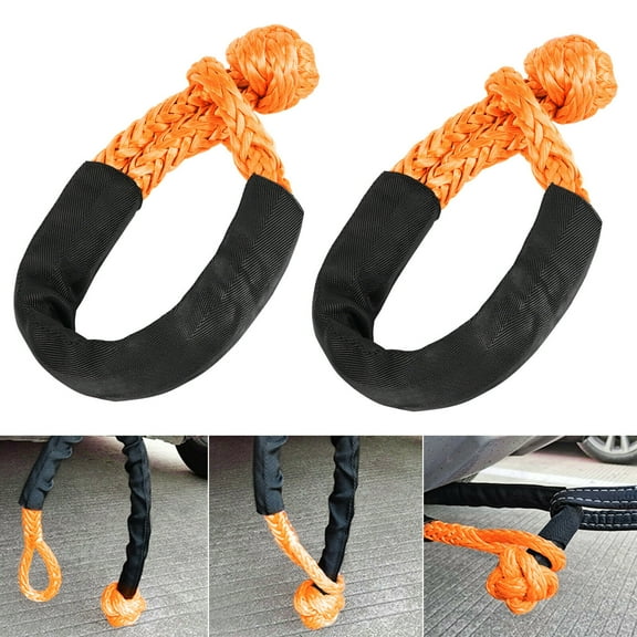 2pcs 1/2" X 22" Soft Shackle Rope Synthetic Tow Recovery Black Strap 38000LBS