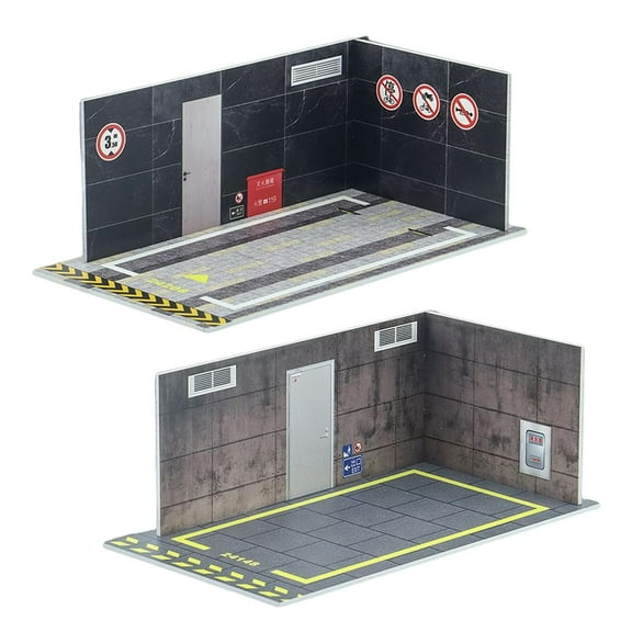 2pcs 1/24 Scale Car Model Diorama Parking Scenery DIY Car Garage Background