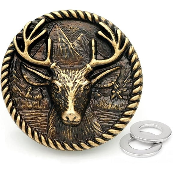 2pcs 1-3/8 Inch Deer Coin Concho Screw Back Cowboy Leathercraft Embellishments (Bronze, CHS18)