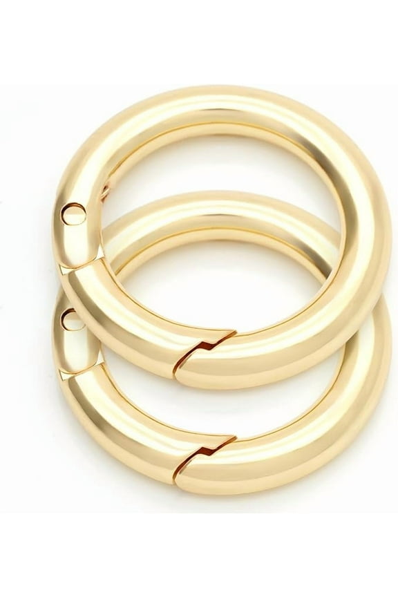 2pcs 1 3/8 Inch O Rings Snap Clip Trigger Spring Opening Keyring Buckle Purse Hardware SCOS (Gold)