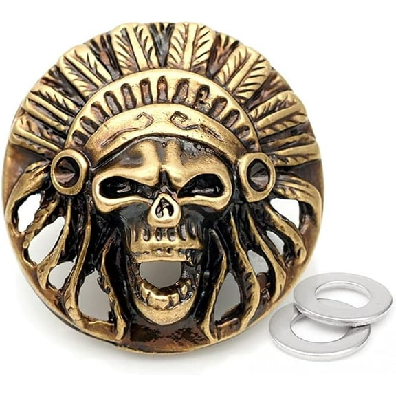 2pcs 1-3/8 Inch Skull Coin Concho Screw Back Western Leathercraft Conchos (Bronze, CHS24)