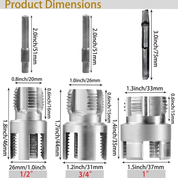 2pcs 1/4"-18 NPT Pipe Tap Set, High Speed Steel Tapered Pipe Thread Tap for Cleaning or Re-Thread Damaged or Jam Pipe Threads