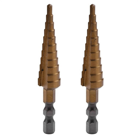 2pcs 1/4 Inch Hex HSS High Speed Steel Titanium Coated Step Drill Bit 3-13mm