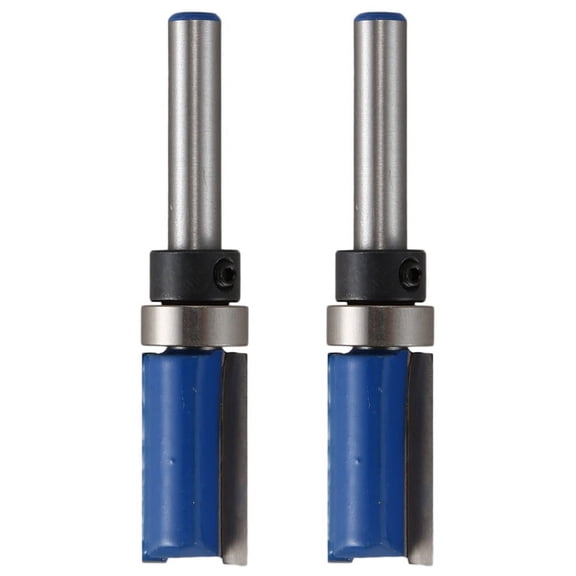 2pcs 1/4Inch Router Bit Twin 2 Fluted Imperial Jig Template Cutter Woodworking,2x Carving knife,blue