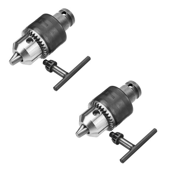 2pcs 1.5-10mm 1/16 Inch - 3/8 Inch Capacity Key Drill Chuck Wrench Converter 1/2 Inch Socket Square Female Adapter,2 x Drill Chuck 2 x 1/2-inch Square Female Socket Adapter 2 x Wrench,Black