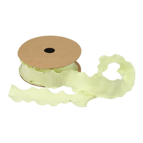 2pcs 1.5 Inch 10 Yard Satin Double Ruffle Edge Ribbon Light Green Solid Color for Hair Bows Sewing Gift