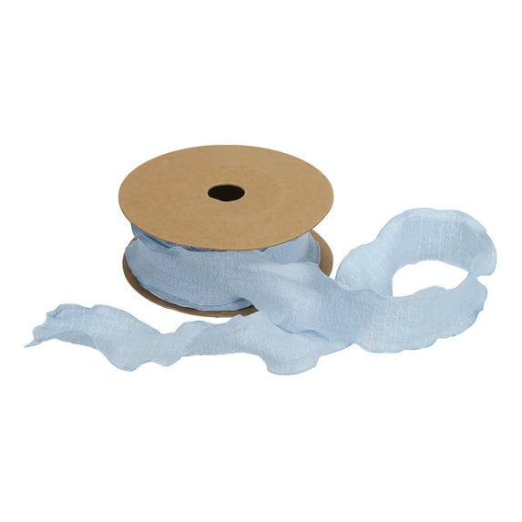 2pcs 1.5 Inch 10 Yard Satin Double Ruffle Edge Ribbon Sky Blue Solid Color for Hair Bows Sewing Gift