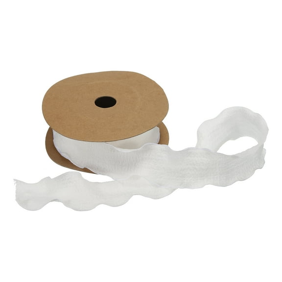2pcs 1.5 Inch 10 Yard Satin Double Ruffle Edge Ribbon White Solid Color for Hair Bows Sewing Gift
