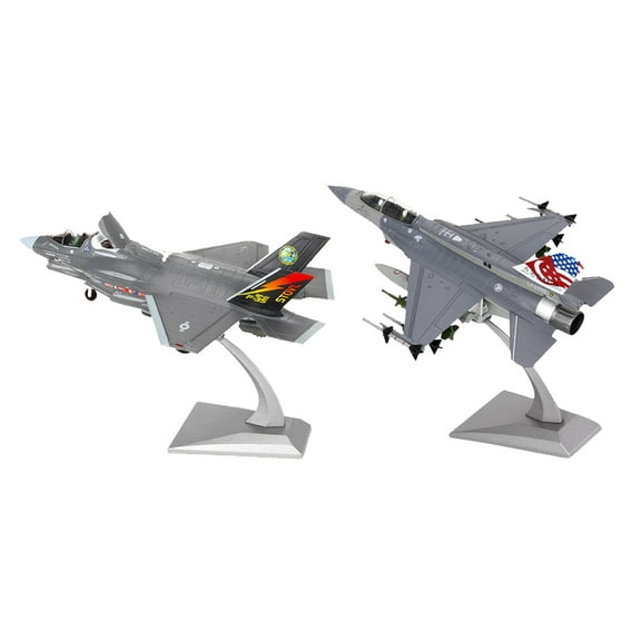 2pcs 1/72 F-35B + F16D Fighter Alloy Diecast Model Aircraft Birthday Gift