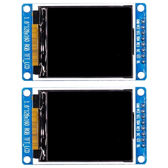 2pcs 1.8 Inch LCD Display Module Full Color 128X160 RGB SPI TFT LCD Display Module ST7735S 3.3V,2 x LCD Display Module,blue
