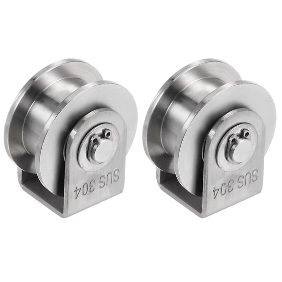 2pcs 1.9" H-Groove Wheel Sliding Gate Caster for Inverted 0.63" H-Track Silver