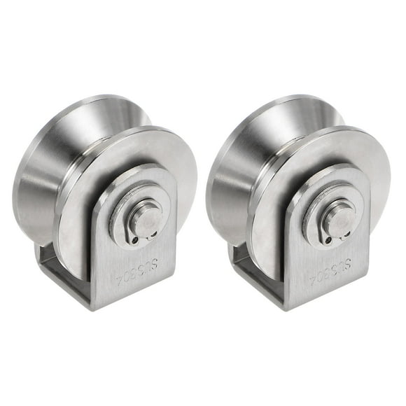 2pcs 1.9" V-Groove Wheel Sliding Gate Caster for Inverted 0.63" V-Track Silver