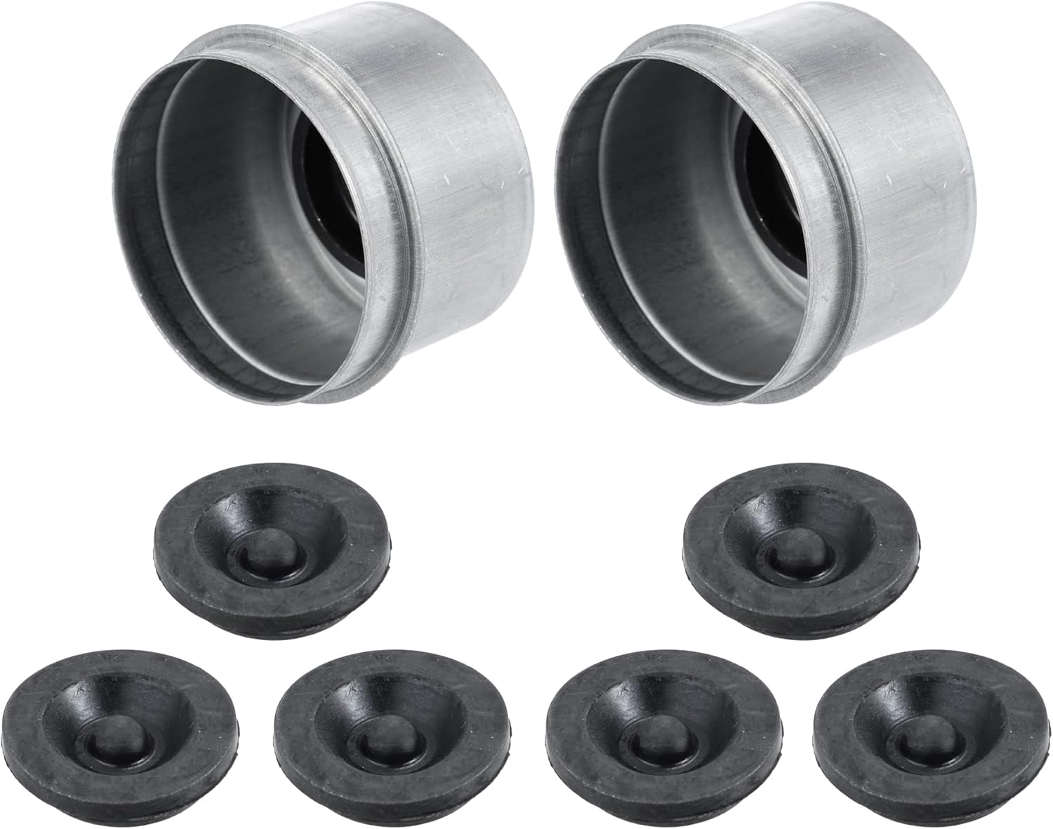 2pcs 1.98" Trailer Axle Dust Cap Cup Grease Cover with 6pcs Rubber Plugs Set for Dexter EZ Lube