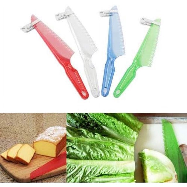 2pcs 1 Lettuce Knife Plastic Serrated Cut Bread Salad Cake Blade