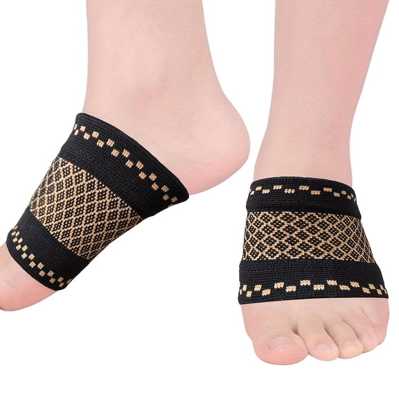 2pcs 1 Pair Compression Copper Arch Support for Men & Women - 2 Half Socks/Sleeve Compression Brace Arch Support Braces for Flat Feet & High Arches
