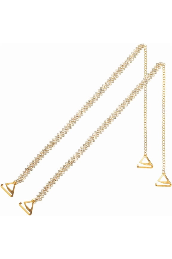 2pcs 1 Pair Rhinestone Bra Straps Adjustable Iron Decorative Sexy Underwear Chain Shoulder Lingerie Strap Summer Jewelry for Women Wedding Dress Rave Party Bridal Tops Accessories