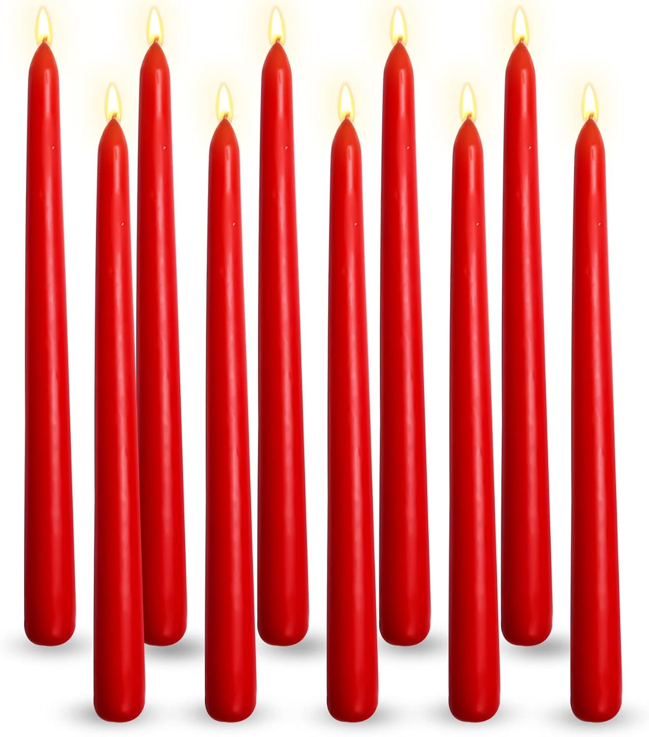 2pcs 10 Count Red Taper Candles 10 Inch Dripless Unscented