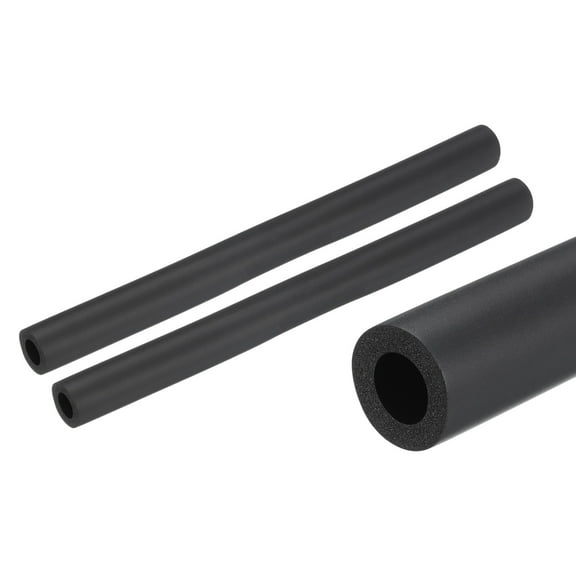 Uxcell 2Pcs 10" Pipe Insulation Tube Foam Tubing for Handle Grip Support 0.47" x 0.87" Black