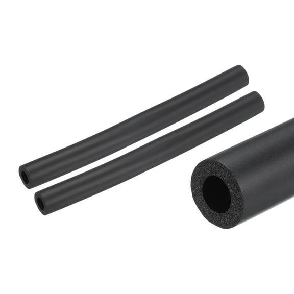 2pcs 10" Pipe Insulation Tube 13mm ID 23mm OD Foam Tubing for Handle Grip, Black