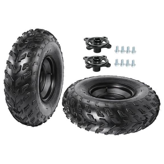 2pcs 10" Wheels 23x7x10 23x7-10 ATV Tire Rim 4 Lug Bolt Pattern + Rear Axle Wheel Hubs for Quad Buggy Go Kart Golf Cart Taotao 200cc 250cc 300cc