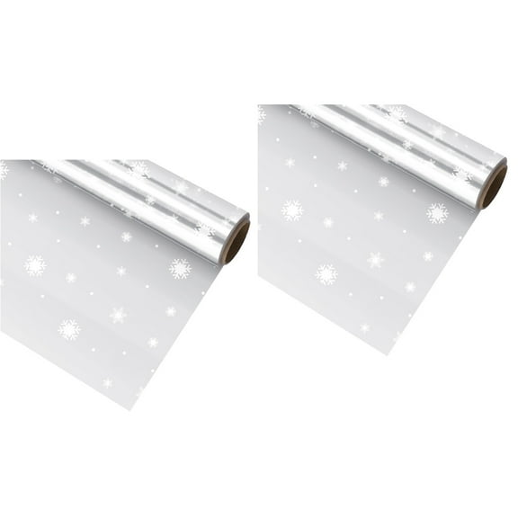 2pcs 100FT Christmas Cellophane Wrap Roll, Snowflake Clear Cellophane Wrap for Christmas to Wrap Gift Baskets, Treat, Wine, Party Decoration