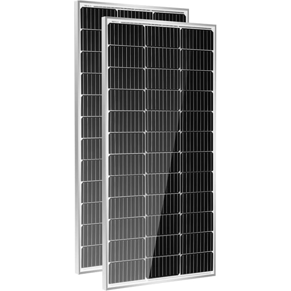 2pcs 100W 12V Monocrystalline Solar Panel, Up to 25% High Efficiency Module, Waterproof for RVs, Motorhomes, Cabins, Marine, Boat and Any Other Off Grid Applications-Upgrade Version