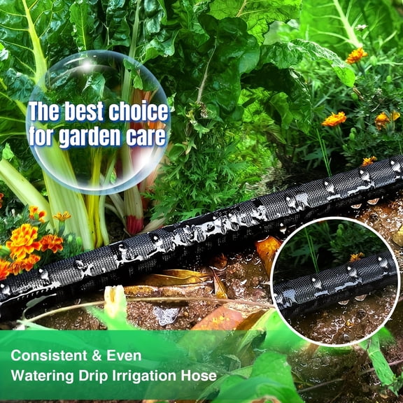 2pcs 100ft Flat Soaker Hose - Heavy Duty Leak Proof Drip Irrigation Hose, Easy Connect Root Watering Hose for Garden Beds/Lawns, Tough Lightweight Plant Care Irrigation Tool