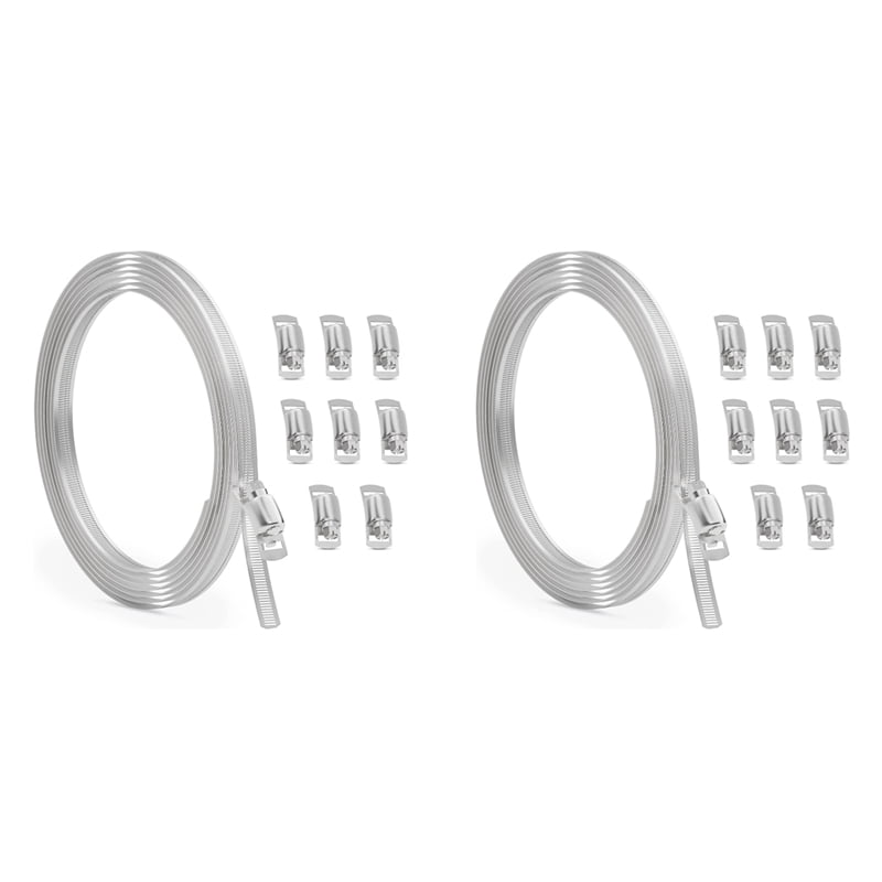 2pcs 10FT Stainless Steel Hose Clamp Assortment Kit,Worm Gear Band Hose Clamp Screw Pipe Clamp for Duct