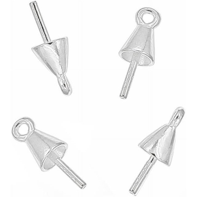 2pcs 10PC Silver Eye Pin Pearl Pendant Charm Connector Bail with Cone
