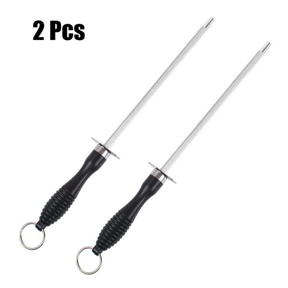 2pcs 10in Diamond Carbon Steel Sharpener Grinding Hunting Master Chef Hunter Gourmet Blade Sharpening Rod Kitchen Gadget