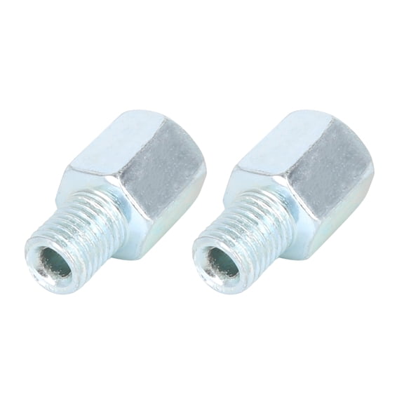 2pcs 10mm Positive to 10mm Reverse Silver Tone Motorcycle Rearview Mirror Adapter Bolt Screw Metal