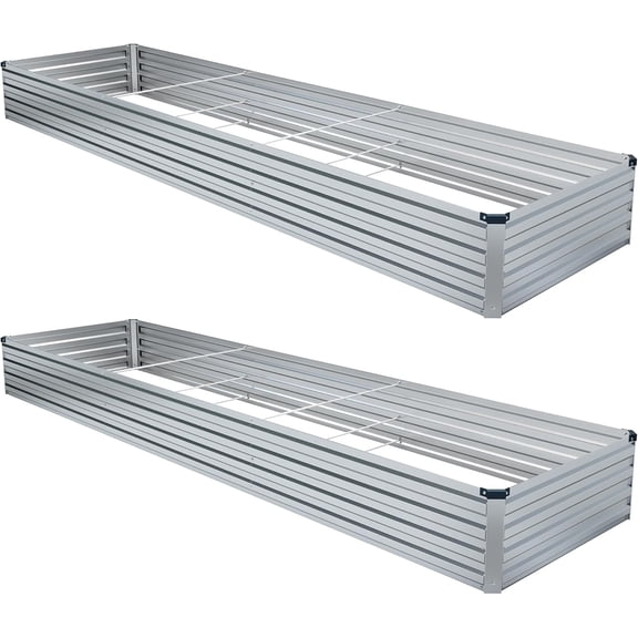 2pcs 10x3x1FT Galvanized Raised Garden Bed-Outdoor Planter Box for Vegetables-Metal Garden Bed,Rectangle Planting Box for Herb,Flower