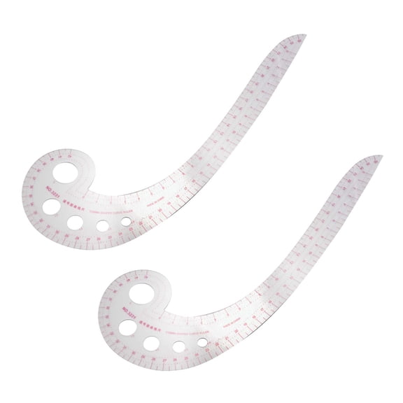 2pcs 11.8 inch Long Comma Shaped Plastic Transparent French Curve Ruler Spline,2 x French Curve Ruler,Transparent & Red