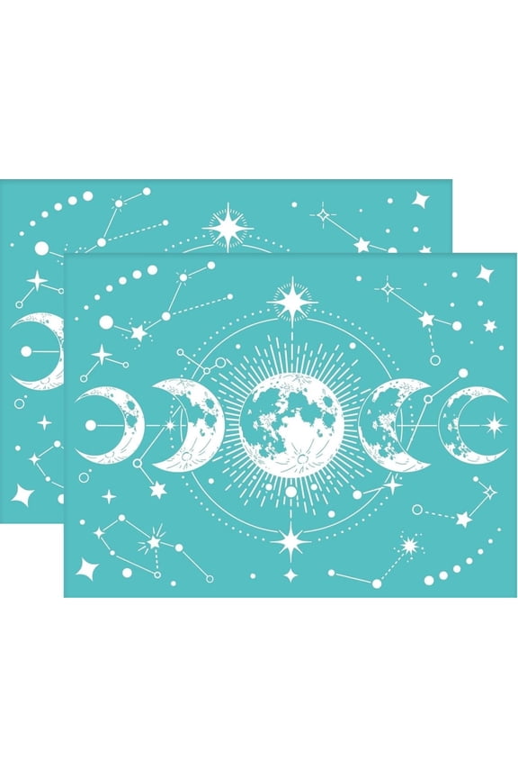 2pcs 11x8.6 Inch Self-Adhesive Silk Screen Printing Stencil Moon Phase Pattern Mesh Transfers Cutting Stencils Reusable Washable Stencils for Printing on Wood T-Shirts